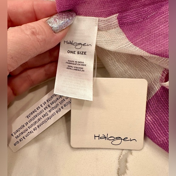 NWT Halogen - Cream/Purple Sheer Abstract Floral Print Infinity Scarf, Nordstrom - Picture 12 of 15